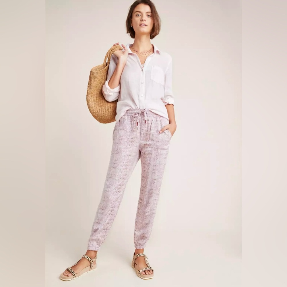 Anthropologie Orana Pink Snake‎ Print Elastic Waist Jogger Pants Joggers Size XS